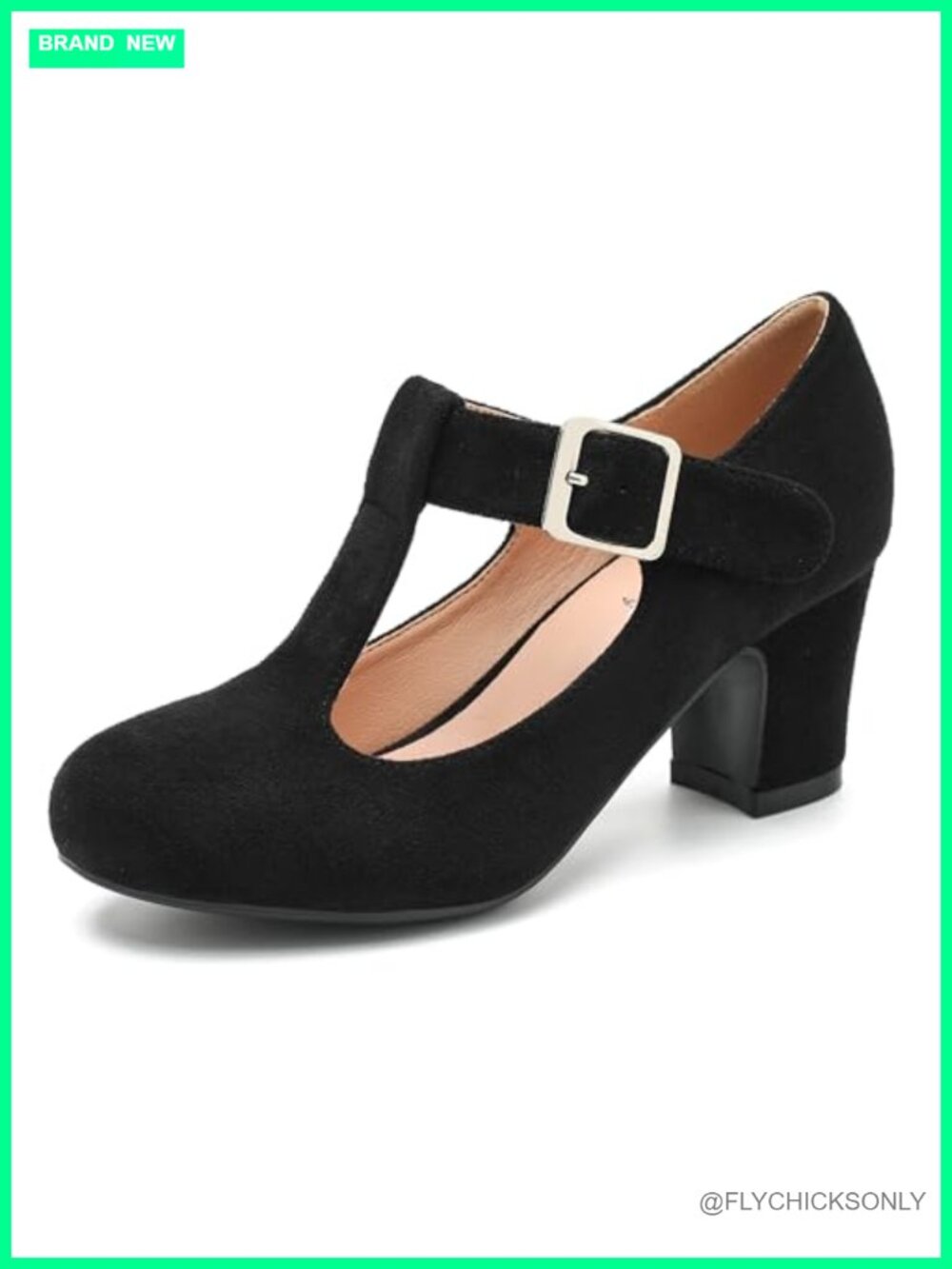 Women's T-Strap Mary Jane Pumps Low Block Chunky Heels Closed Round Toe